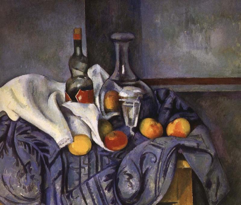 Paul Cezanne and fruit still life of wine oil painting image